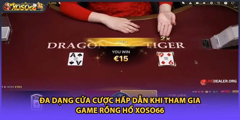 Đa dạng cửa cược hấp dẫn khi tham gia game Rồng Hổ Xoso66